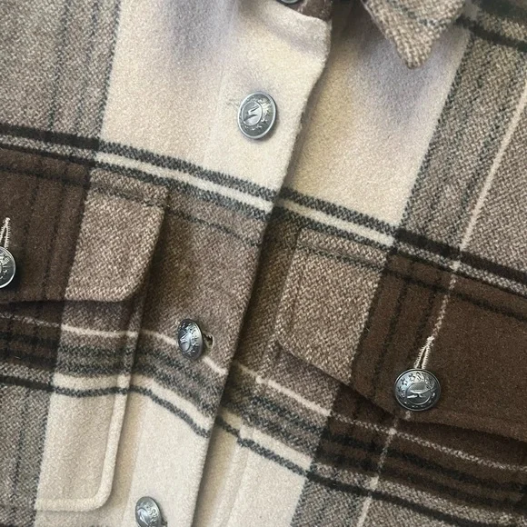 Ikks Women’s Plaid Wool Oversized Knee Length Coat Sz XS but fits like a S/M